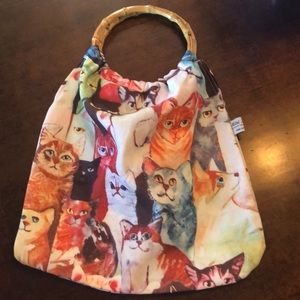 NWOT Canvas and Bamboo Kitty Cats Bag